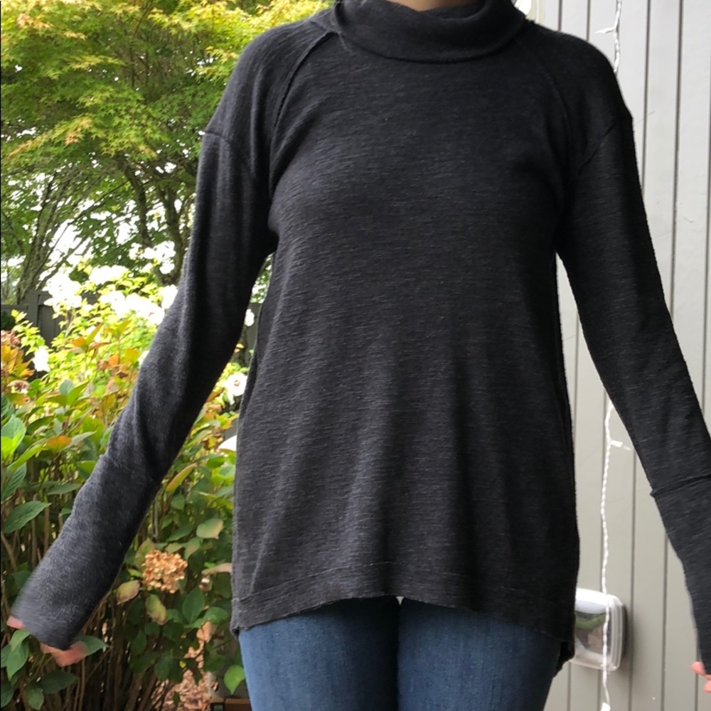 grey open back turtleneck